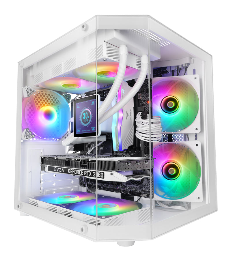 Mars Gaming Box Minitorre ATX MC-3TLITE White 337×276×342MM / 3.5KG / Glass Tempered / RGB Fixed / microATX -