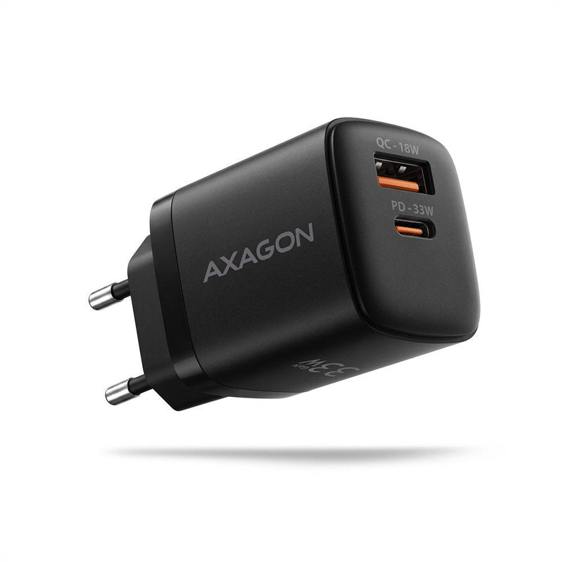 ACU-PQ33 Charger Network GaN 33W, 2X Port (usb-c + Usb-a), PD 3.0/Pps/QC4+, Black