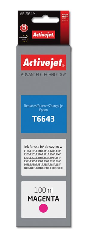 Activejet Ink AE-664M (reemplazo Epson T6643 - Supreme - 100ML - Magenta