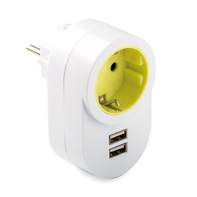 Adapter 1 Socket 2P + T Schuko With 2 USB-A 2,1A 5V White — image 1