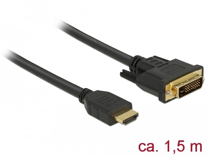 Delock HDMI Cable DVI 24 + 1 Bidireccional 1.50M Black
