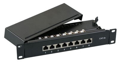 Efb Mini-patchpanel STP 8x RJ45 CAT.6A, 10 1HE, RAL9005 Black — image 1