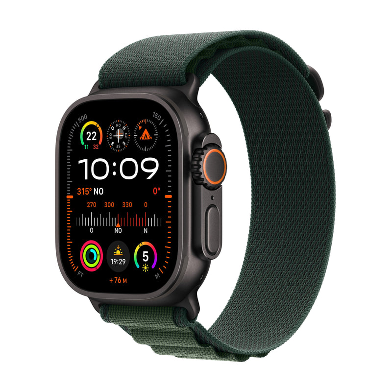Apple Watch Ultra 2, Smartwatch Black 49MM, Alpine Loop Green Oscuro, Box Of Titanio, Celular MX4R3FD/a