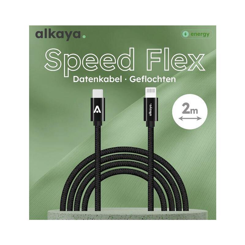 Alkaya Speed Flex USB Cable -c a Lightning 2M Black