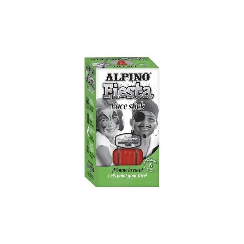 Alpino Fiesta Face Stick Pack With 6 Barritas Pintura Facial - Sistema Retractable Rotating - Se Lava With Wat