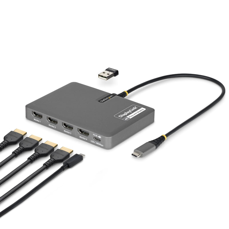 StarTech.com Quad-usb-hdmi-adapt Base Laptop And Replicador Ports Alámbrico USB 3.2 Gen 1 (3.1 Gen 1) Type-c G