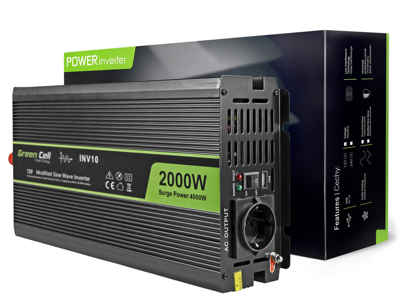 Green Cell Inversor Voltaje Automóvil ® 12V a 220V, 2000W / 4000W