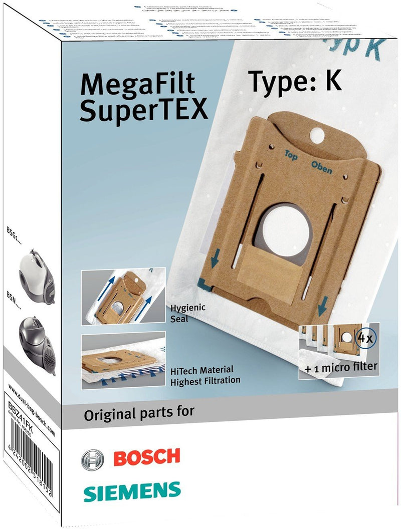 Bosch Accesorio / Bag Aspiradora , Siemens (cartón, Bosch BBZ41FK, 4 Pieces + 1 Filter