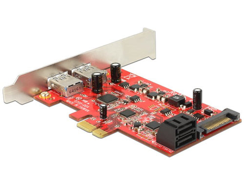Delock Card PCIE SATA 6GB/S 2X SATA Internal + 2x USB 3.0 External — image 1
