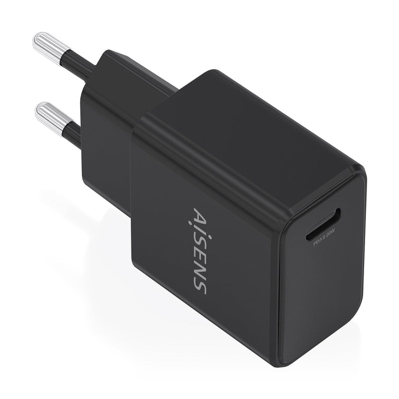 Aisens Charger GaN USB-C PD 3.0 1x USB-C 20W, Black