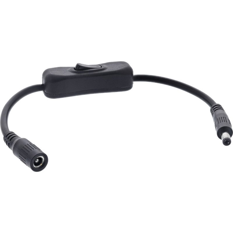 Inline® DC Cable With Switch, DC Male/Female 5,5X2,5MM, Awg 18, Black 0.20M