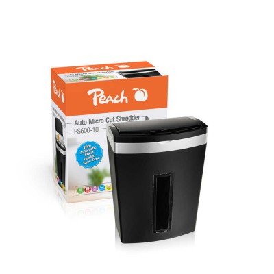 Peach Paper Shredder Documentos Auto Micro Cut Shredder PS600-10 Black/Silver PS600-10