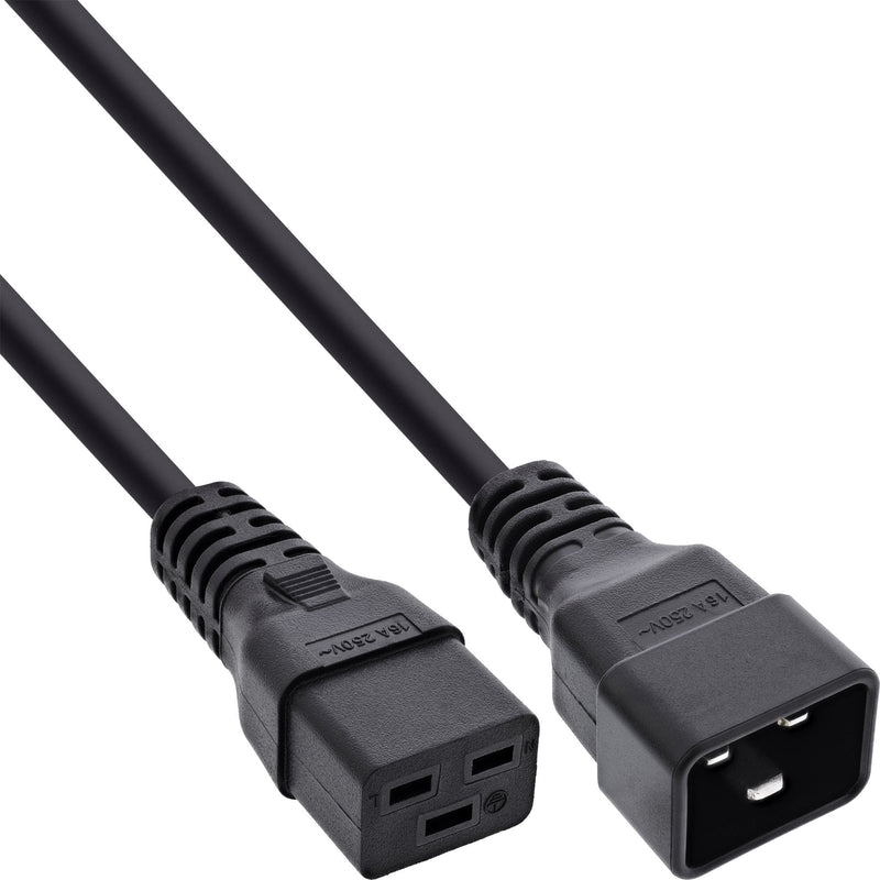 Inline Cable Power C19 a C20 3 Pines IEC Male a Female Black 1M
