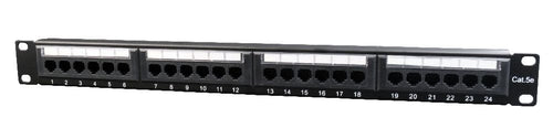 Gembird 19'' Patch Panel 24 Port 1U CAT.5E With Rear Cable Management, Black — image 1