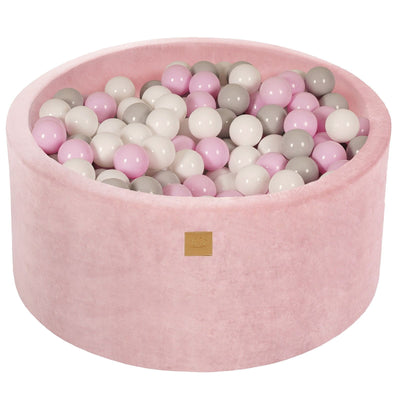 Ball Pit with 300 balls, 90x40cm - Light Pink Velvet