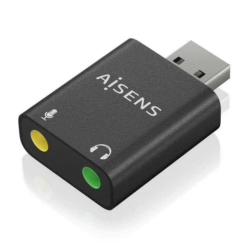 Aisens Converter USB-A a Audio 48KHZ - USB-A/M-2XJACK 3.5/H - Black
