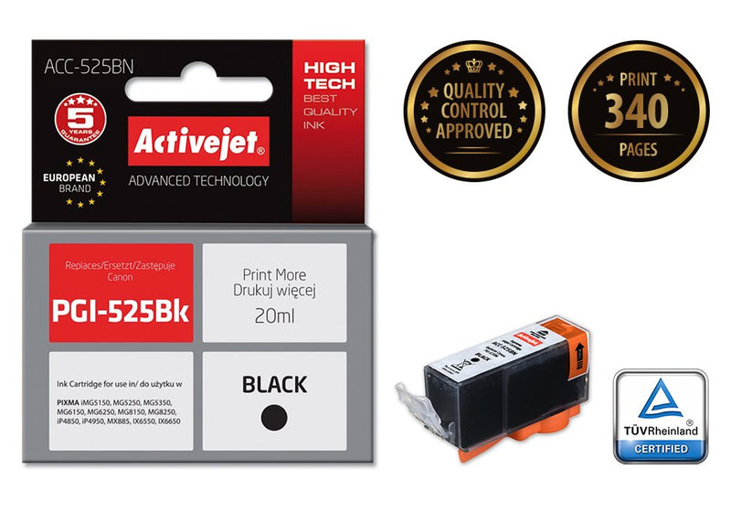 Activejet ACC-525BN Ink Compatible Black PGI-525BK