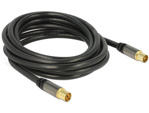 Delock Cable Antenna IEC Male IEC Female RG-6/U 3M Black — image 1
