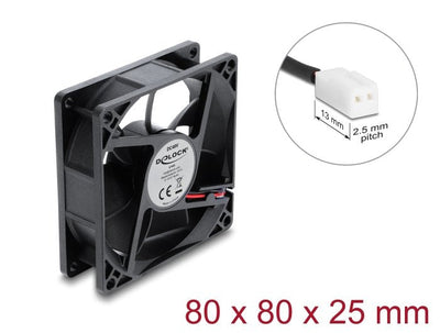 Delock Fan Axial 48V Dc, 80 X 80 X 25MM With 2 Pin Connection Fan Black — image 1