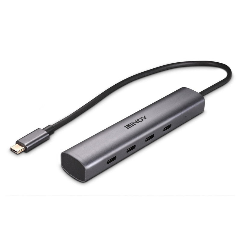 Lindy 43384 Hub 4 Ports USB Type-c 10000 Mbit/S Grey