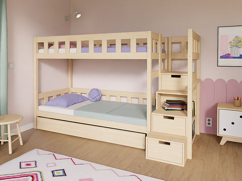 PLOTTY Bunk Bed with Storage Stairs – 90 × 200 cm