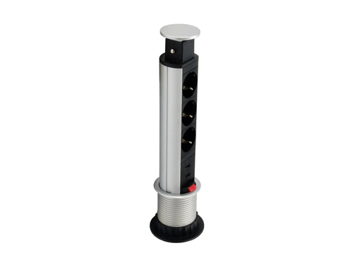 Equip Power Strip Pop-up Desk 3 Sockets + 2 Ports USB With Switch Aluminium Diametro 60MM — image 1