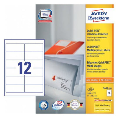 Avery Zweckform Labels 3659-200 White 97,0 X 42,3MM — image 1