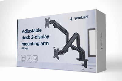Gembird MA-DA2-02 Adjustable Desk 2-DISPLAY Mounting Arm Tilting 17-32 Up To 8KG — image 1