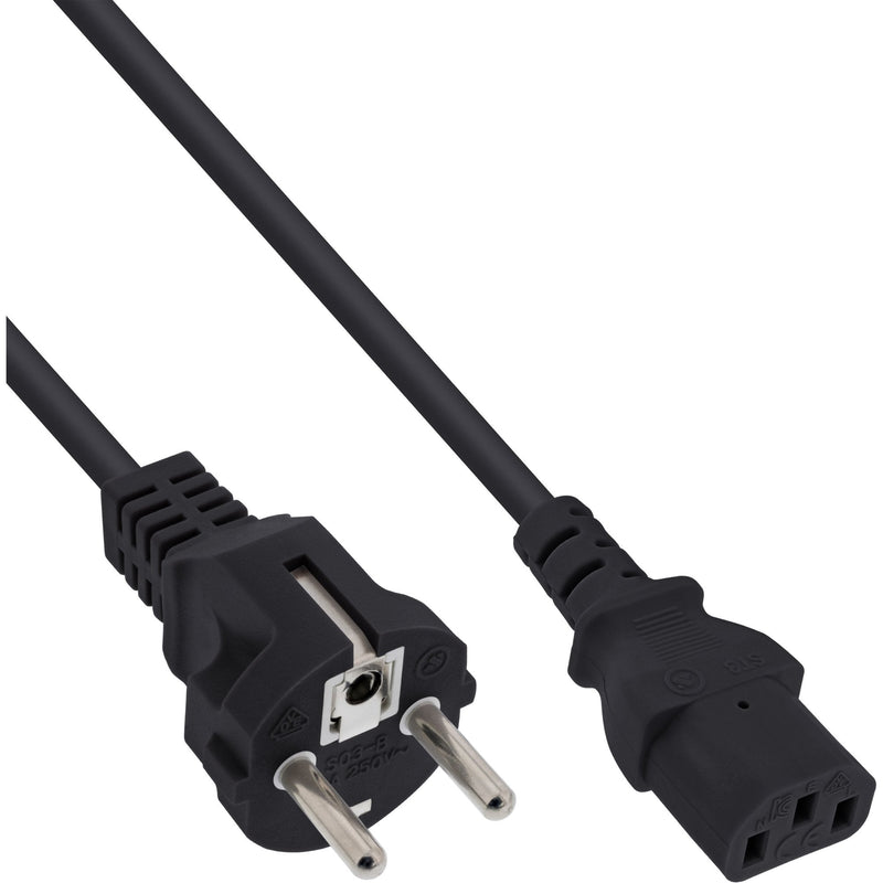 Inline® Power Cable Cee 7/7 Straight / 3PIN IEC C13 Male, Black 1.8M