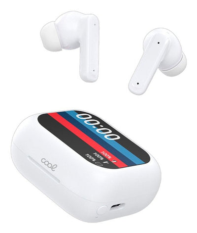 Cool Headphones Stereo Bluetooth Earbuds LCD Ambient White — image 1