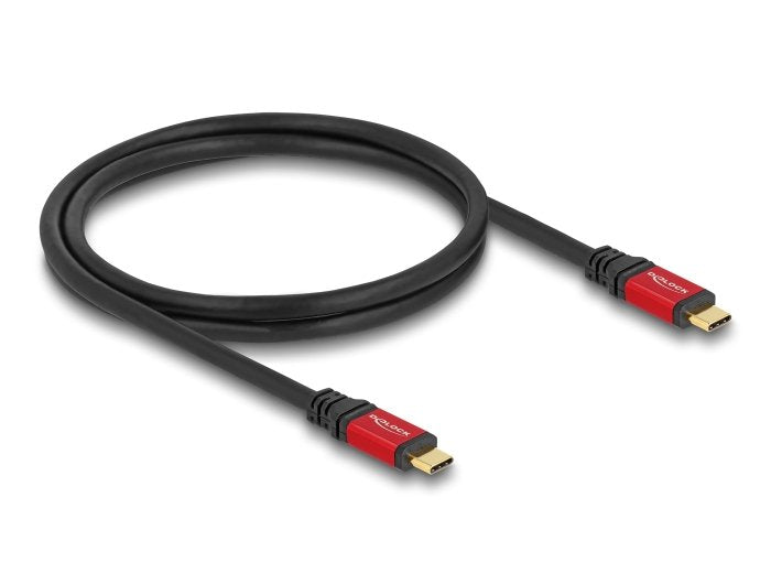 Delock 80040 USB Cable 2.0 USB Type-c™ Male a Male PD 3.0 100W E-marker 1M Red Metal