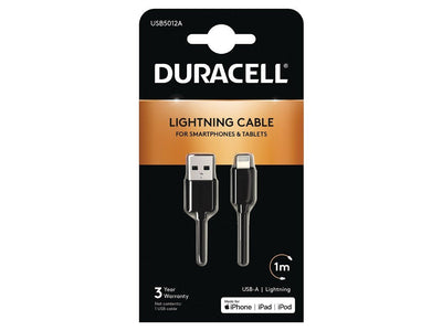 Duracell USB Cable Lightning USB5012A USB Male Lightning Male 1M Black — image 1