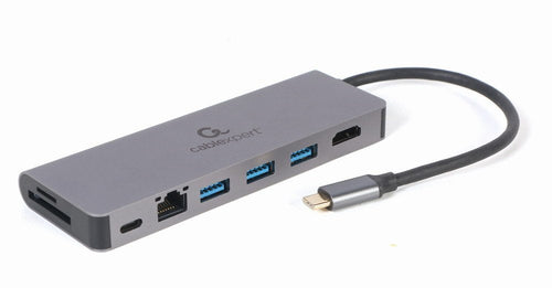 Gembird A-CM-COMBO5-05 Multi Port Adapter USB Type-c 5IN1 Hub + HDMI + Pd + Card Reader + LAN — image 1