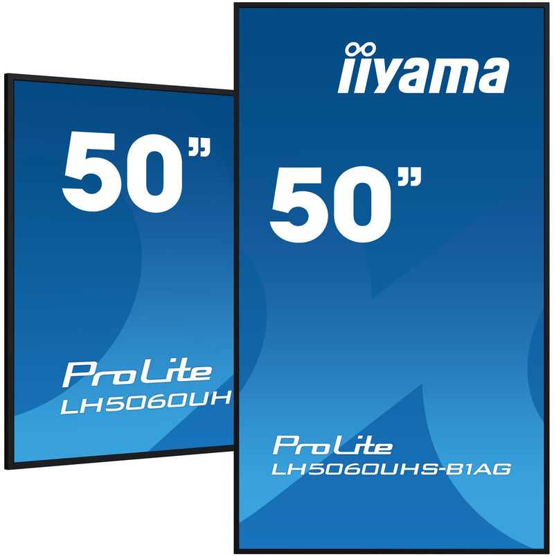 Iiyama LH5060UHS-B1AG 50 3840X2160 UHD IPS Panel Haze 25PERC 500CD M2 Landscape And Portrait Speakers 2X 10W 3