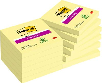Post-it Pack 12 Bloc Notas Adhesivas Super Sticky 76X76MM 90H Yellow