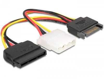 Delock Cable Power SATA 15PIN - SATA 15PIN + 4PIN Molex M/H — image 1