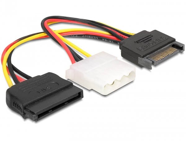 Delock Cable Power SATA 15PIN - SATA 15PIN + 4PIN Molex M/H