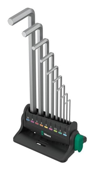 Wera 950/9 Hex-plus 8 Set Of Keys Acodadas, 9 Pieces Screwdriver Cromado, With Clip Retención And Wall Mount 5