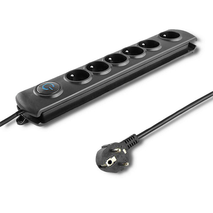 Qoltec Power Strip 50172 Limitador Voltage Black 6 Salidas AC 230V 5M