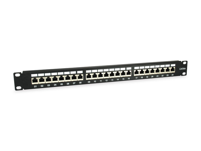 Equip Patch Panel 24 Port RJ45 CAT.6A 19\1 1HE Black 326625