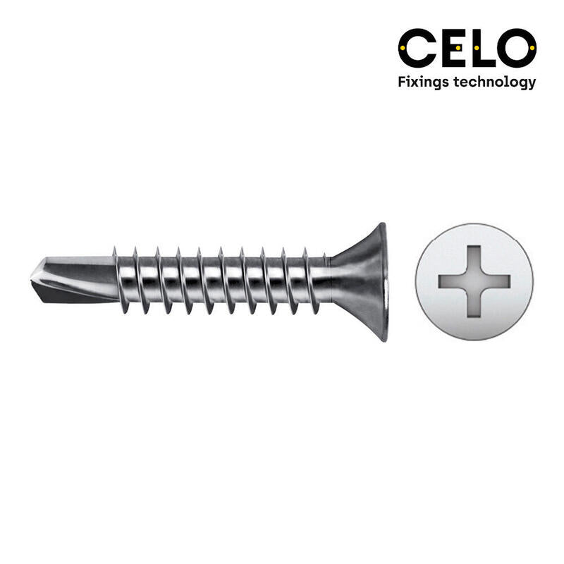 Celo Caja 250 Unid. Punta Taladro Broca Avellanada Philips Din/Ref 7504P Ø4,2X32MM Zincado
