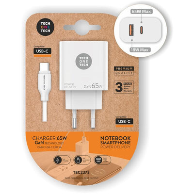 Tech One Tech Wall Charger GaN Pd TEC2273 1x USB Type-c 1x USB 65W — image 1