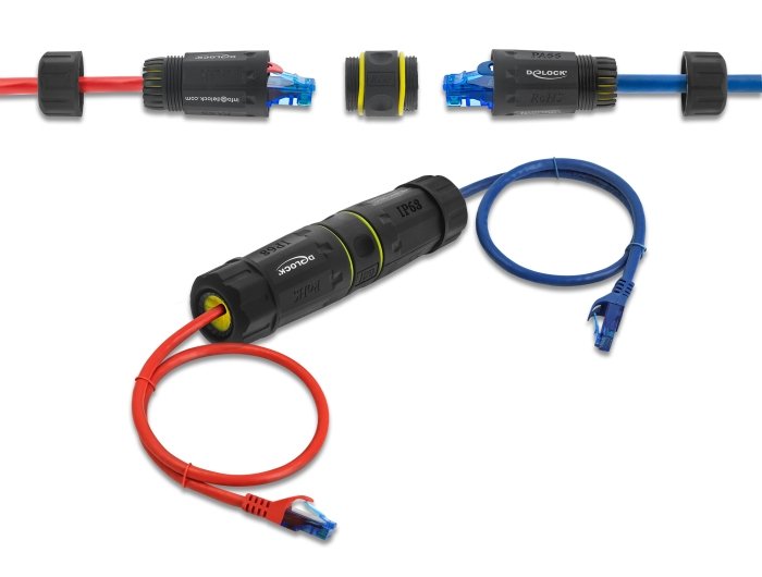 Delock Empalme Cable RJ45 Connector Female a RJ45 Connector Female With M23 Gewinde Geeignet CAT.6A CAT.7 Netw