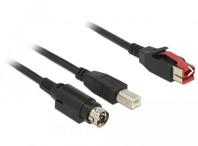 Delock Poweredusb Cable Connector Male 24V USB Type B Connector Male + Hosiden Mini-din 3 Pin Connector Male 1 — image 1