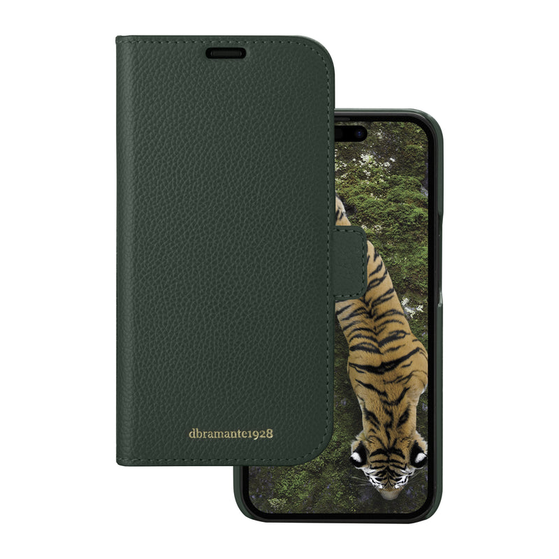 DBRAMANTE1928 New York Case With Cover Phone Mobile Phone Full-grain Pebbled Leather Green Perenne Apple Iphon