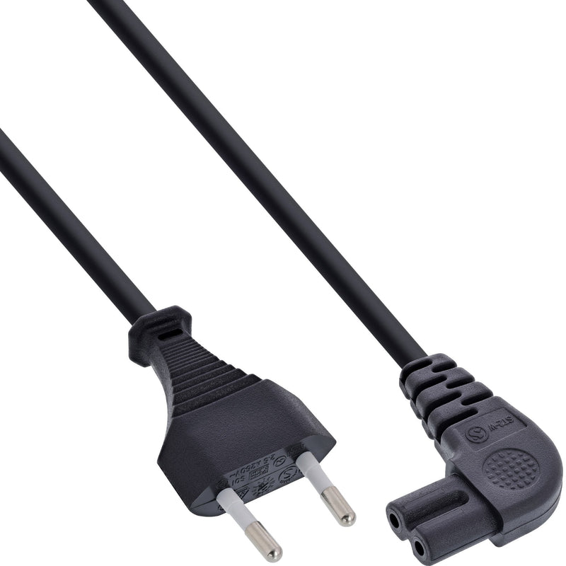 Inline Cable Power , Connector Euro a Connector EURO8 Angulado, Black 0,5M