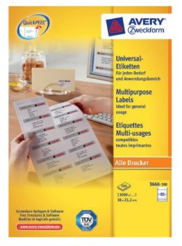 Avery Zweckform Labels 3666-200 White 38,0 X 21,2MM
