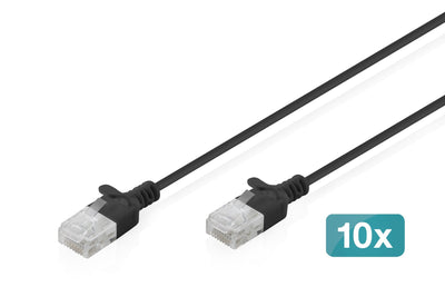 CAT.6 U-UTP Slim Network Cable, 0,5M, Black 10 Pcs — image 1