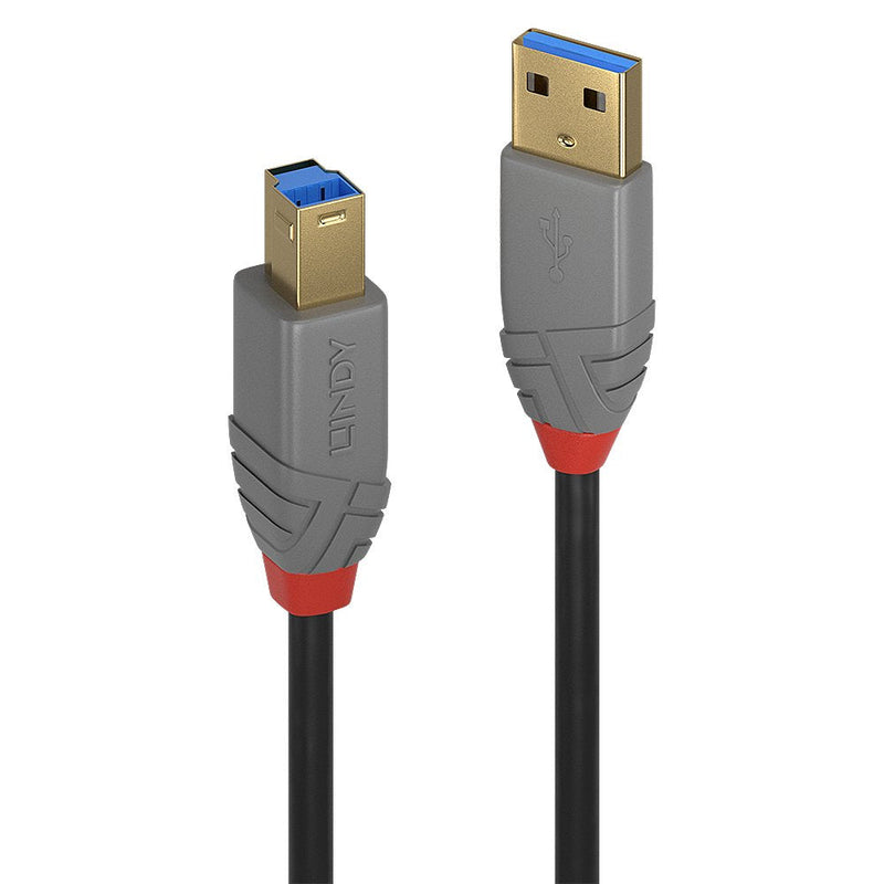 Lindy 36743 USB Cable 3M USB 3.2 Gen 1 (3.1 Gen 1) USB a USB B Black Grey