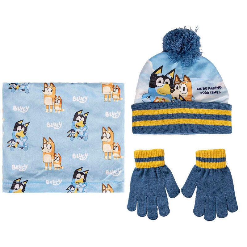 Set Kids Gorro Gloves Braga Cuello Bluey